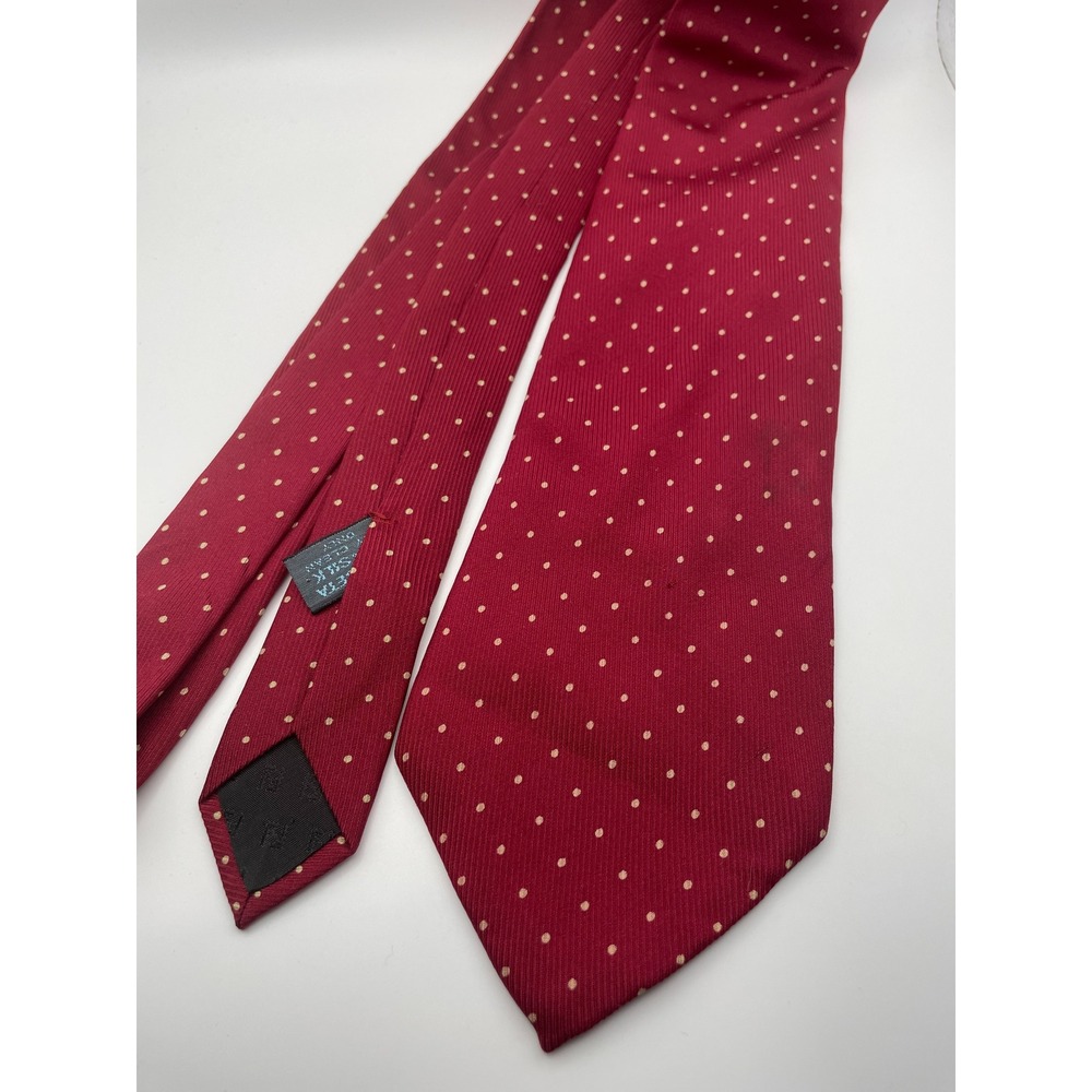 Fendi Roma Silk Tie Burgundy Red Gold Polka Dot Made in Italy Designer Necktie